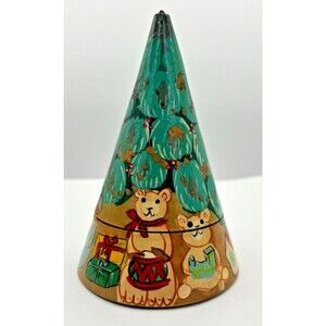 Dept 56 Wooden Nesting Christmas Trees Toys Set of 3 Handpainted Vintage